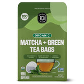Organic Japanese Matcha + Green Tea, 100 Count, Eco-Conscious Tea Bags, Resealable Bag, Packaging May Vary (Pack of 1)